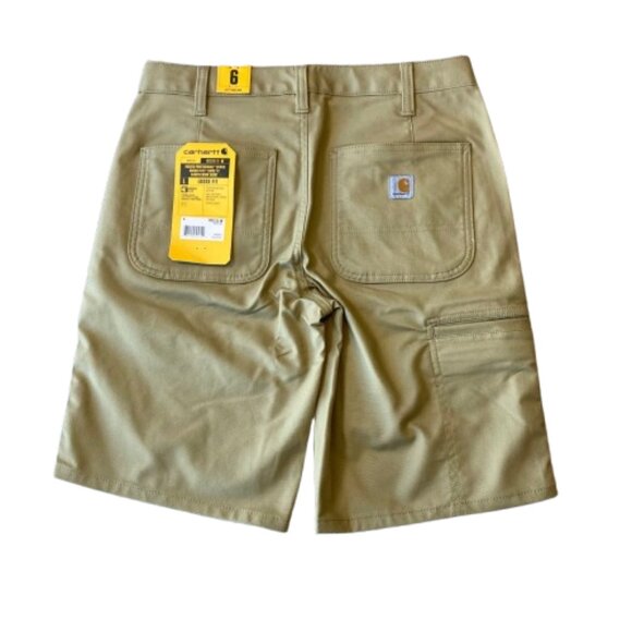 Carhartt Rugged Flex Loose Fit Canvas Work Shorts Women's 6 Dark Khaki NWT - Picture 1 of 8